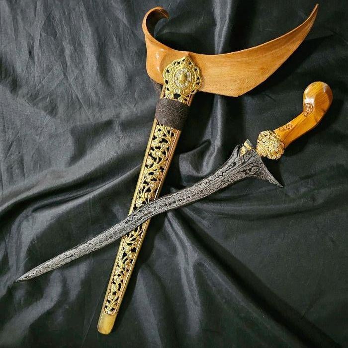 Keris Jangkung 3 Luk Pamor Dwiwarna Untu Walang KNN21, Antiek en Kunst, Verzenden