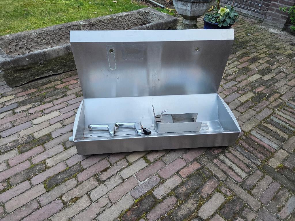 Rvs wastrog Met 2 elektrische kranen Lang 1 meter, Doe-het-zelf en Verbouw, Ophalen, Zo goed als nieuw, Rvs