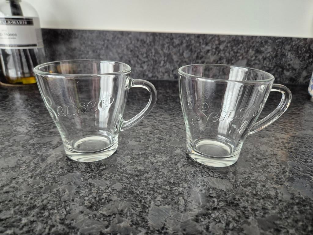 Senseo kopjes van glas met Senseo opdruk 2 stuks, Huis en Inrichting, Keuken | Servies, Ophalen of Verzenden, Glas, Overige stijlen