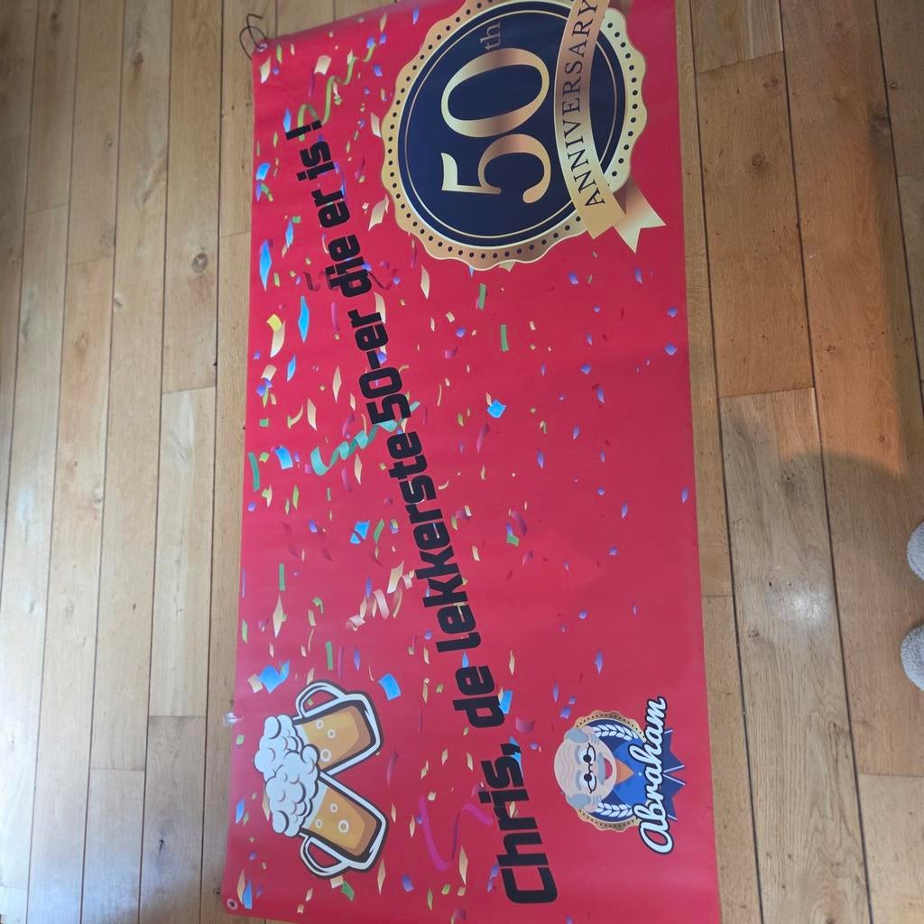 Spandoek Abraham met de naam Chris., Ophalen of Verzenden, Zo goed als nieuw, Abraham of Sarah