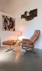 Vintage Easy Glider Lounge Chair + Hocker 1970-1980, Huis en Inrichting, Fauteuils, Ophalen, Gebruikt, Mid Century Modern Design Vintage Lounge Chair 1970