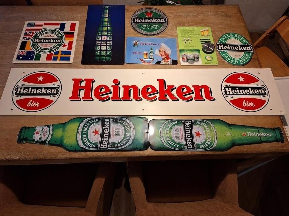 9x Heineken Reclameborden en Platen - Diverse Collectie, Verzamelen, Ophalen of Verzenden, Gebruikt, Reclamebord, Plaat of Schild