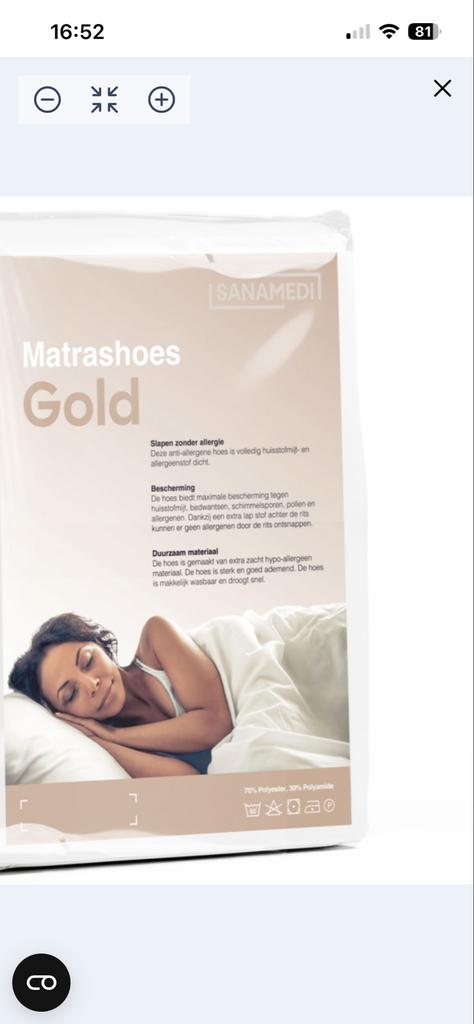 Sana Medi Gold matrashoes - anti-allergie - nieuw, Ophalen of Verzenden, Matras, 180 cm, 200 cm