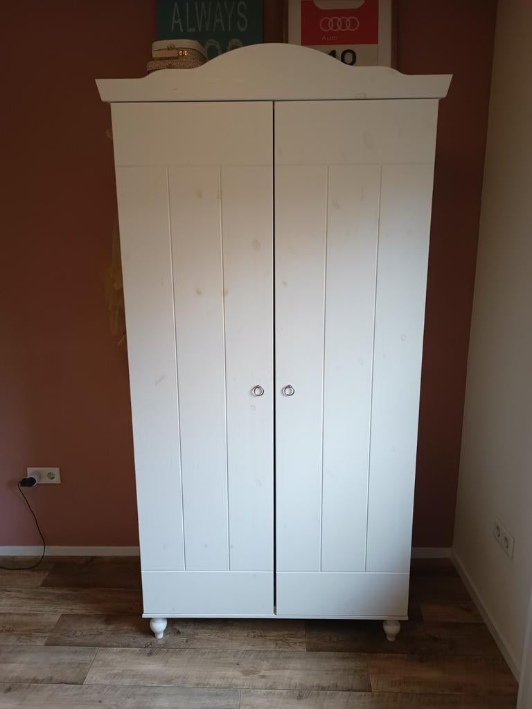 Prinsessen Kledingkast Whitewash - Leg & Hangindeling, Kinderen en Baby's, Kinderkamer | Commodes en Kasten, Ophalen, Gebruikt