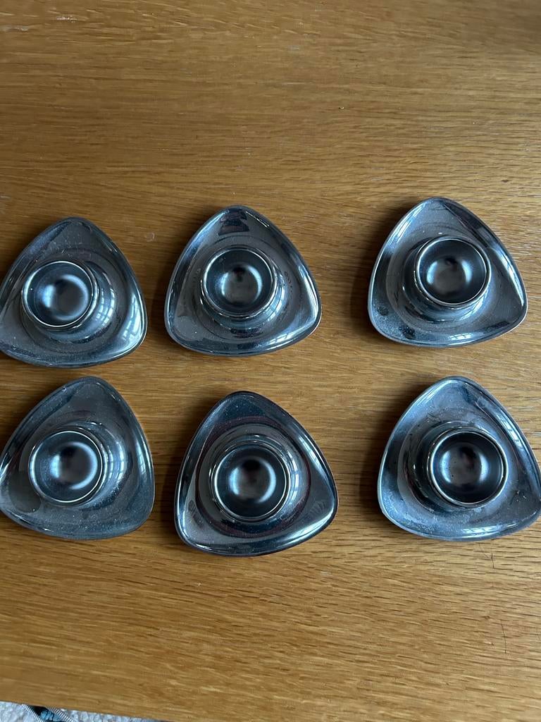 6x Alessi Alfra Vintage Eierdopjes RVS - Carlo Mazzeri, Huis en Inrichting, Keuken | Keukenbenodigdheden, Overige typen, Zilver