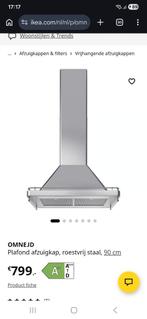 IKEA OMNEJD Plafond afzuigkap, roestvrij staal, 90 cm, Ophalen, Gebruikt, Vrijstaand, Eilandschouwkap