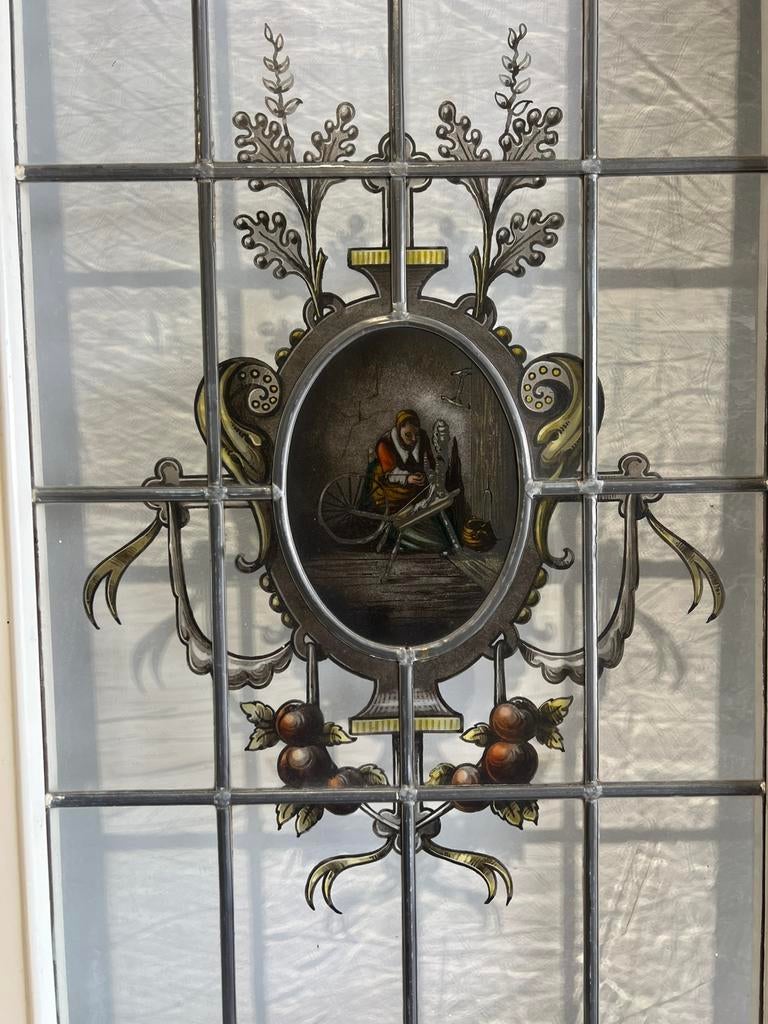 Antieke ensuite deuren glas in lood gebrandschilderd UNIEK!, Doe-het-zelf en Verbouw, Deuren en Horren, 120 cm of meer, Binnendeur