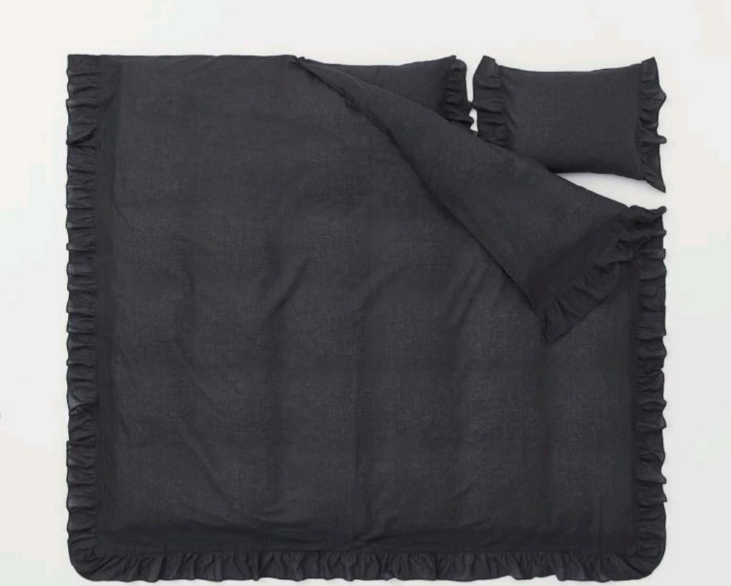 H&M Home Linnen Katoenen dekbedovertrek 200x220, Huis en Inrichting, Slaapkamer | Beddengoed, Zwart, Dekbedovertrek, Tweepersoons