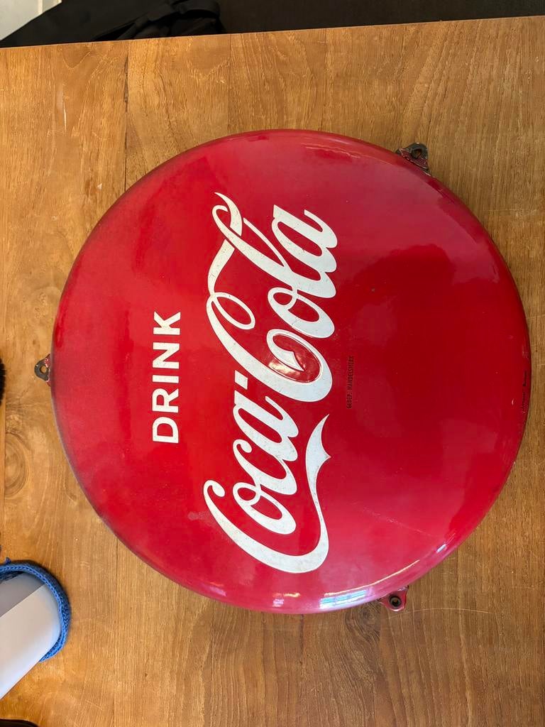 Rond klassiek coca cola emaille bord, Verzamelen, Ophalen of Verzenden, Zo goed als nieuw, Reclamebord