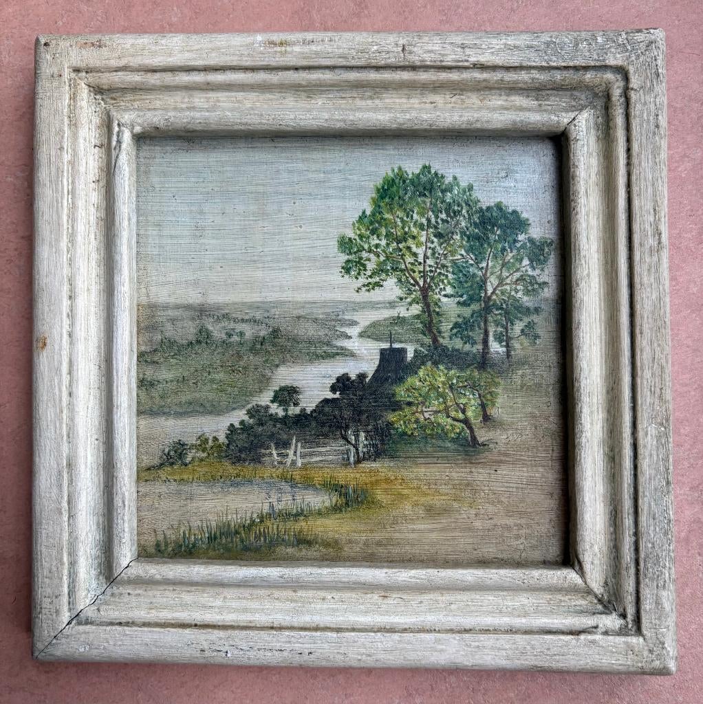 Leuk oud schilderijtje, olieverf op hout, Ophalen of Verzenden