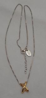 Zilveren verstelbare ketting met verguld hangertje nr.1709, Sieraden, Tassen en Uiterlijk, Kettingen, Verstelbaar, Verzenden, Zo goed als nieuw