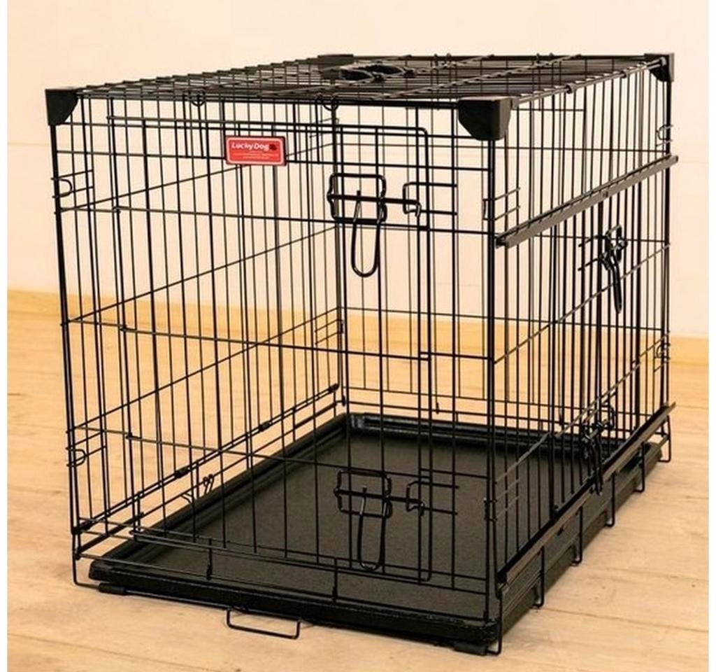 Zwarte hondenbench 91 x 60 x 68 cm. incl. hoes, Dieren en Toebehoren, Ophalen, Gebruikt