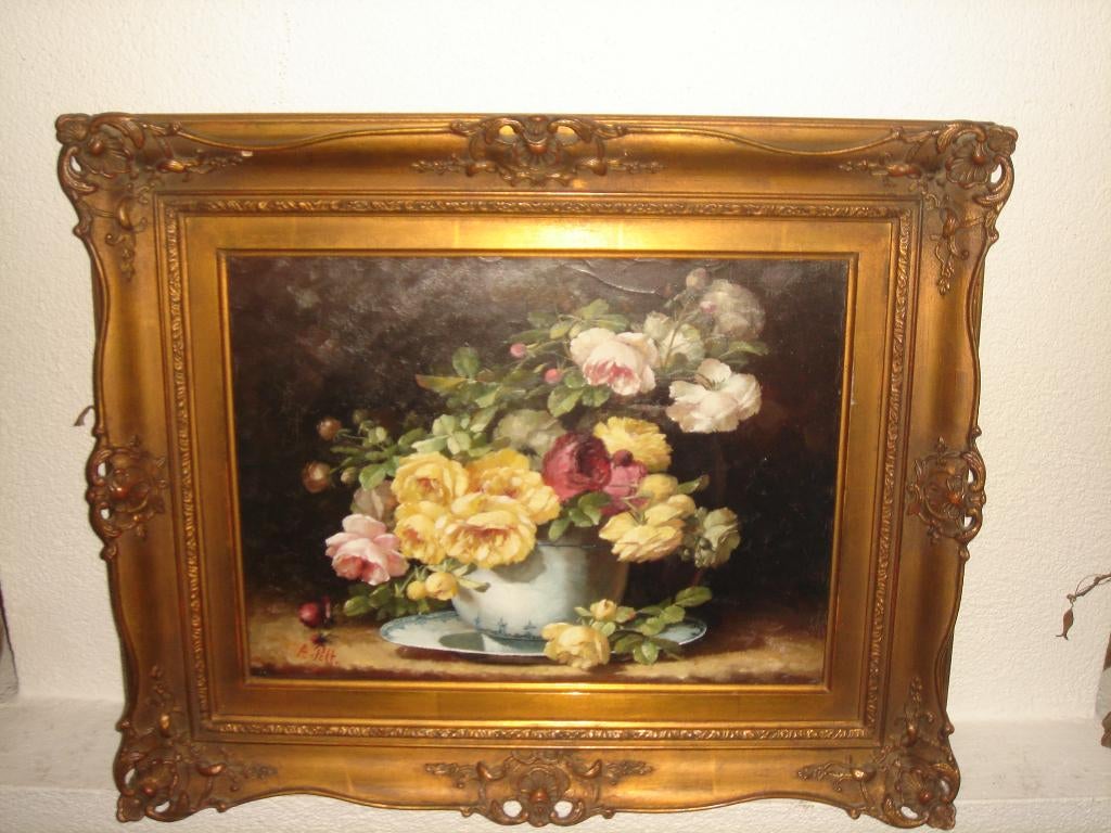 Abraham van der Pelt, (1815-1895), Still life with flowers., Antiek en Kunst, Kunst | Schilderijen | Klassiek, Ophalen of Verzenden