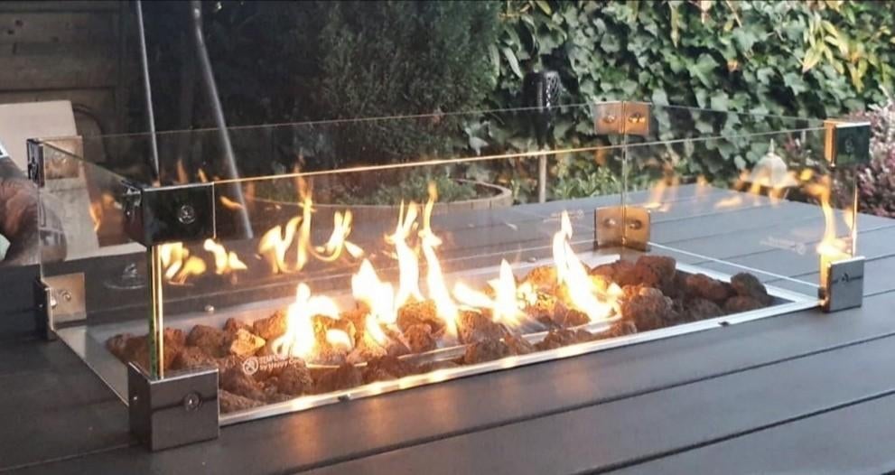 Inbouwbrander RVS compleet met glazen ombouw, Tuin en Terras, Terrasverwarmers, Ophalen, Nieuw, Waterbestendig, Vloer