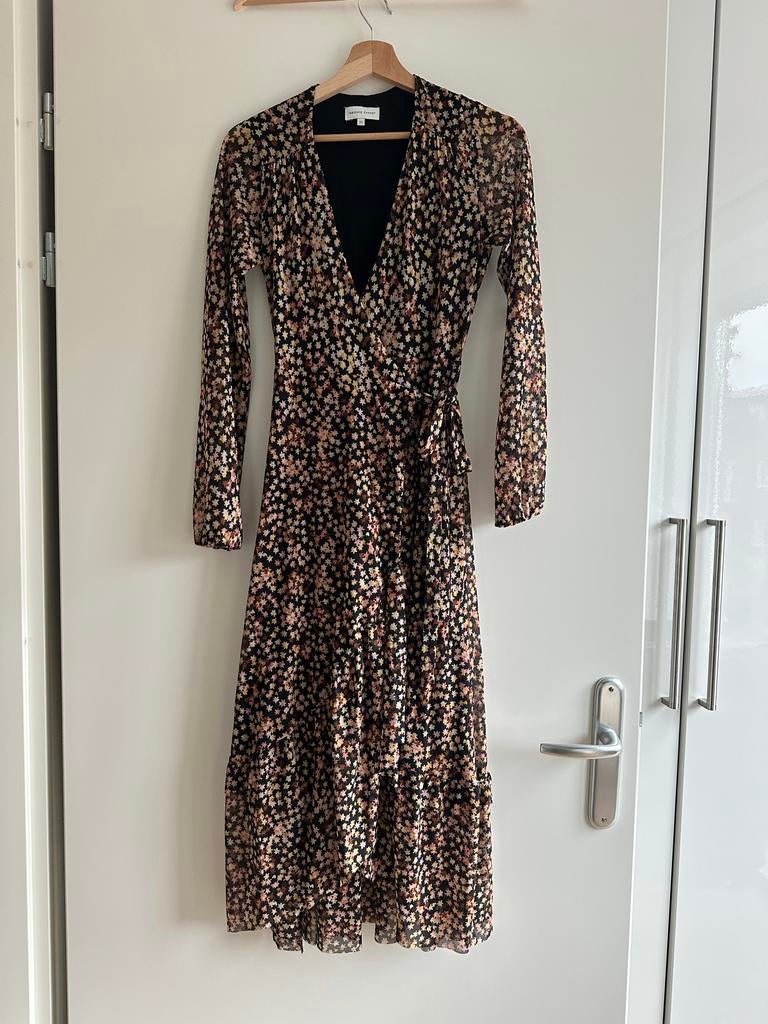 Fabienne Chapot overslagjurk met bloemenprint - XS, Zwart, Nieuw, Ophalen of Verzenden, Maat 34 (XS) of kleiner