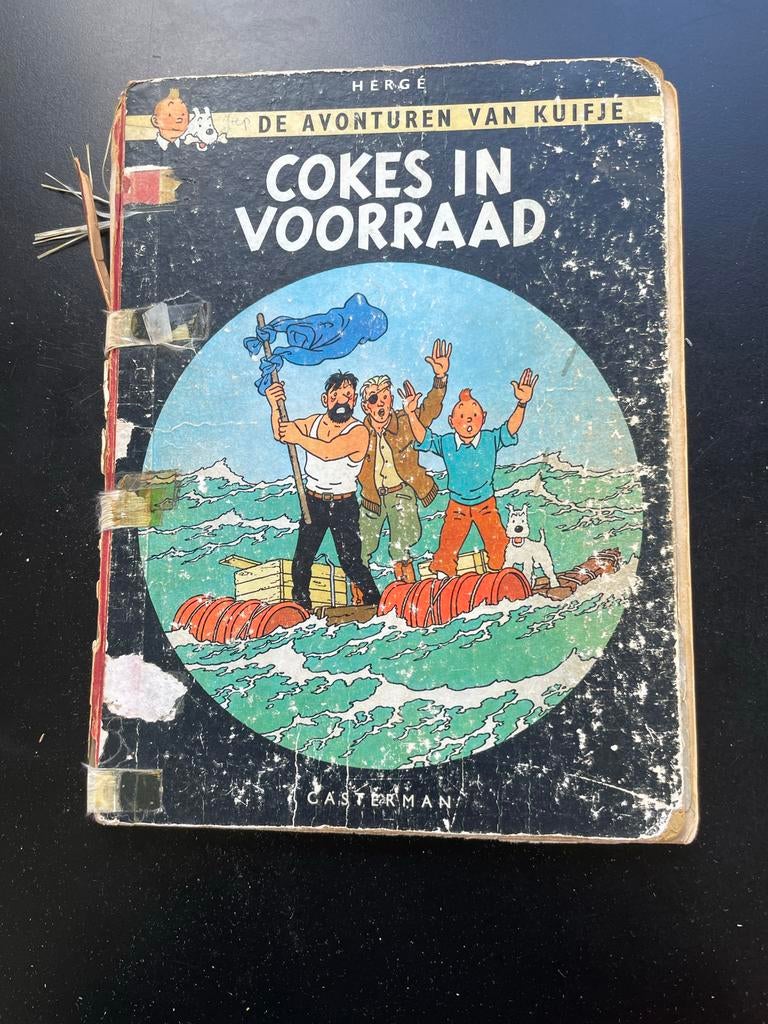 Kuifje: Cokes in Voorraad (1958) - Zeldzaam stripboek, Eén stripboek, Ophalen of Verzenden, Gelezen