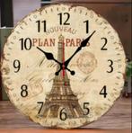 Ronde wandklok van hout Plan Paris (25cm), Huis en Inrichting, Woonaccessoires | Klokken, Ophalen of Verzenden, Nieuw, Wandklok