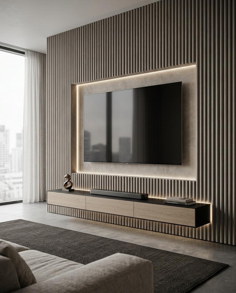 Akoestische wandpanelen suède japandi style met wit vilt, Huis en Inrichting, Geluiddempend, 270 cm, Meerkleurig, Textiel