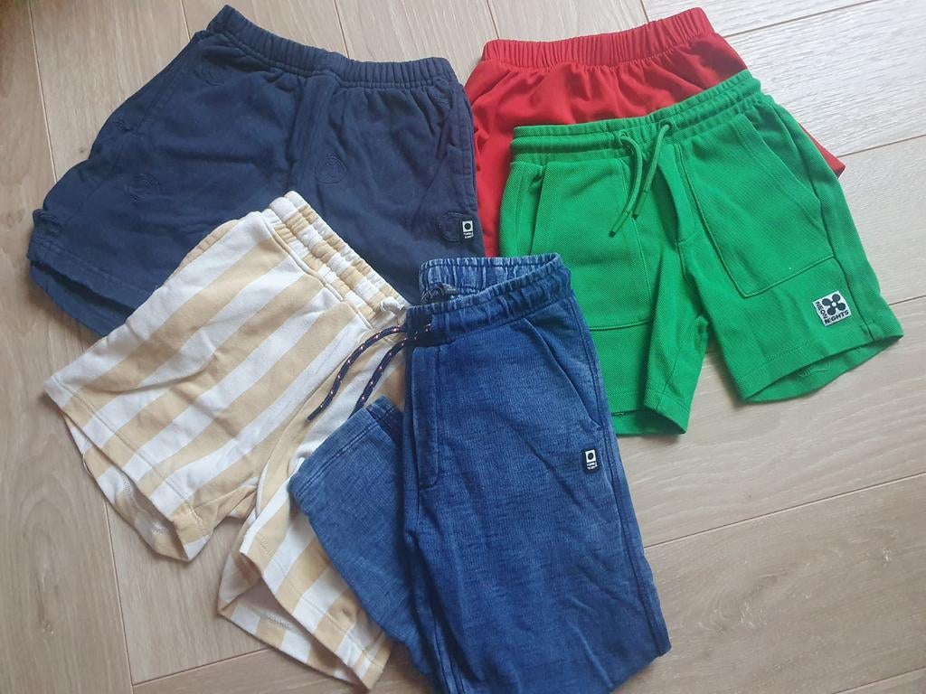 Pakketje 5x short en broek jongen 110 zomer, Broek, Tumble 'n Dry, Gebruikt, Ophalen of Verzenden