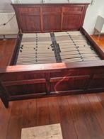 Extra lang tweepersoonsbed met lattenbodem 210x180 cm, Huis en Inrichting, Slaapkamer | Bedden, Gebruikt, Bruin, Verzenden, 210 cm