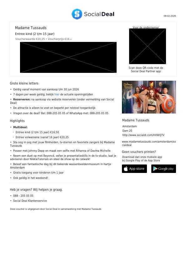 Madame Tussauds kind ticket met korting, geldig t/m 30 jun, Tickets en Kaartjes, Eén persoon, Meerdaags