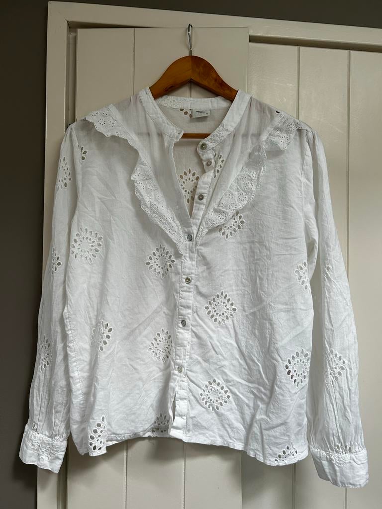 Witte blouse met borduursels Jacqueline de Yong, Ophalen of Verzenden, Gedragen, Maat 36 (S), Wit