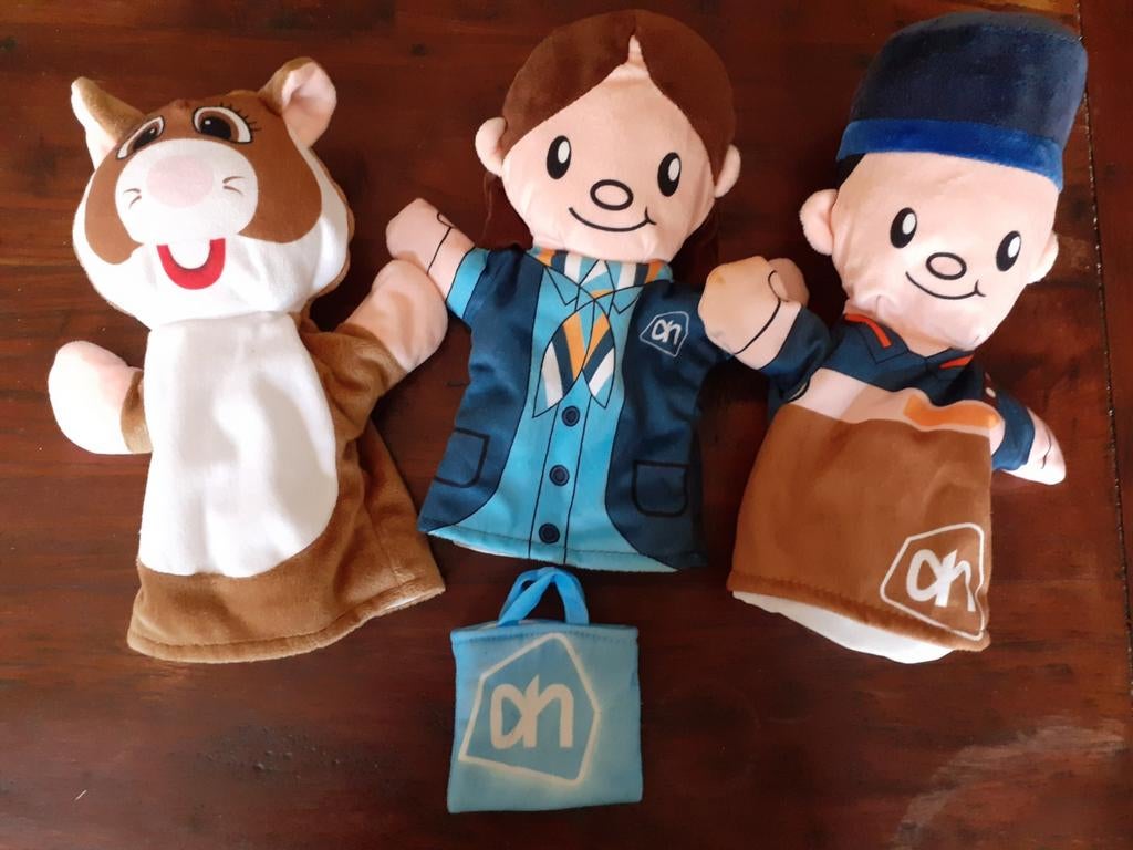 Albert Heijn handpoppen poppenkastpoppen plus tasje, Verzamelen, Ophalen of Verzenden, Zo goed als nieuw, Pop