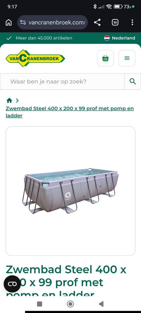 Zwembad 4x2 meter zonder pomp en trap, Tuin en Terras, Zwembaden, Ophalen