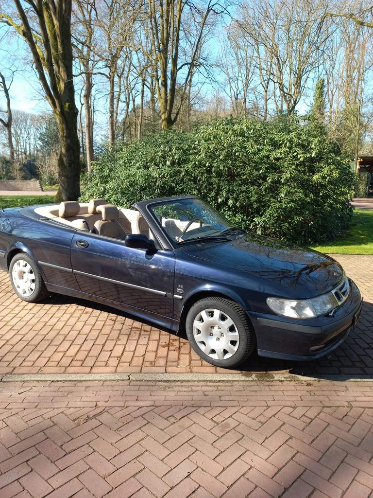 Saab 9-3 9-3 2001 Blauw cabrio elektrisch dak, Auto's, 1380 kg, Beige, Cabriolet, Blauw