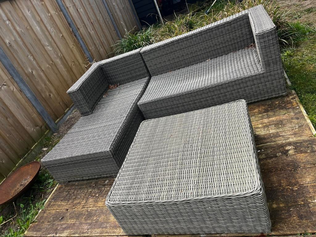 Loungebank + tafel, Tuin en Terras, Ophalen, Gebruikt, Overige materialen, Bank