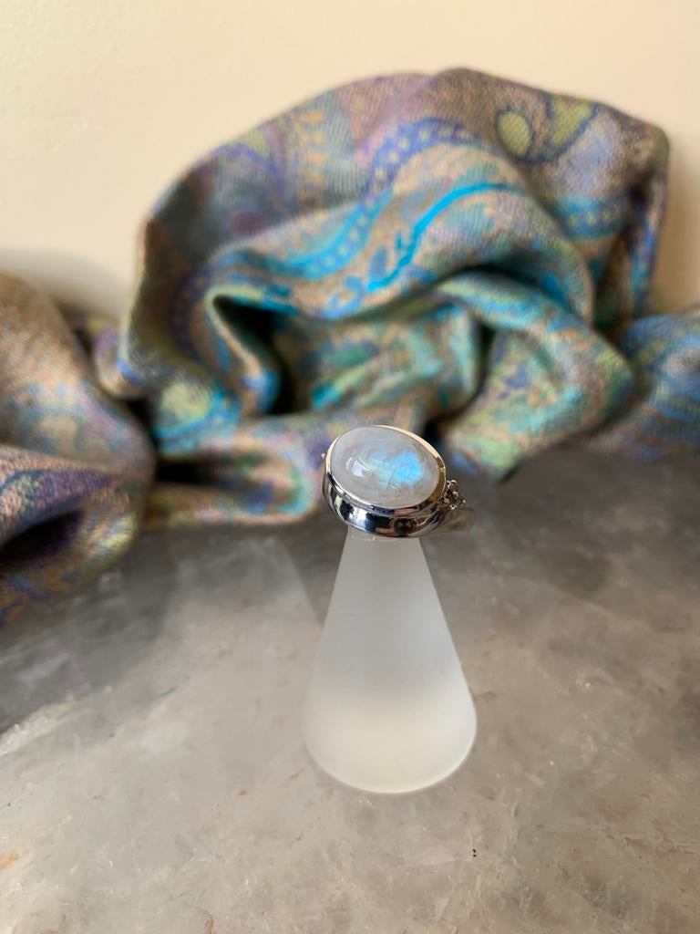 Maansteen regenboog beschermt intuïtie magie balans uniek, Sieraden, Tassen en Uiterlijk, Ringen, Wit, Nieuw, Ophalen of Verzenden