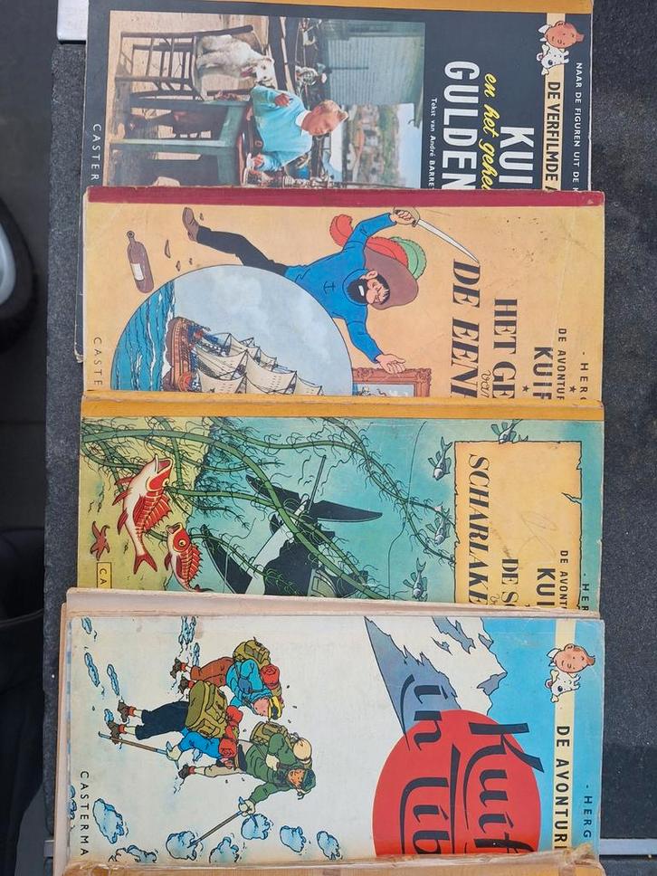 6 oude Kuifje stripboeken - Diverse avonturen, Boeken, Stripboeken, Gelezen, Meerdere stripboeken, Ophalen of Verzenden