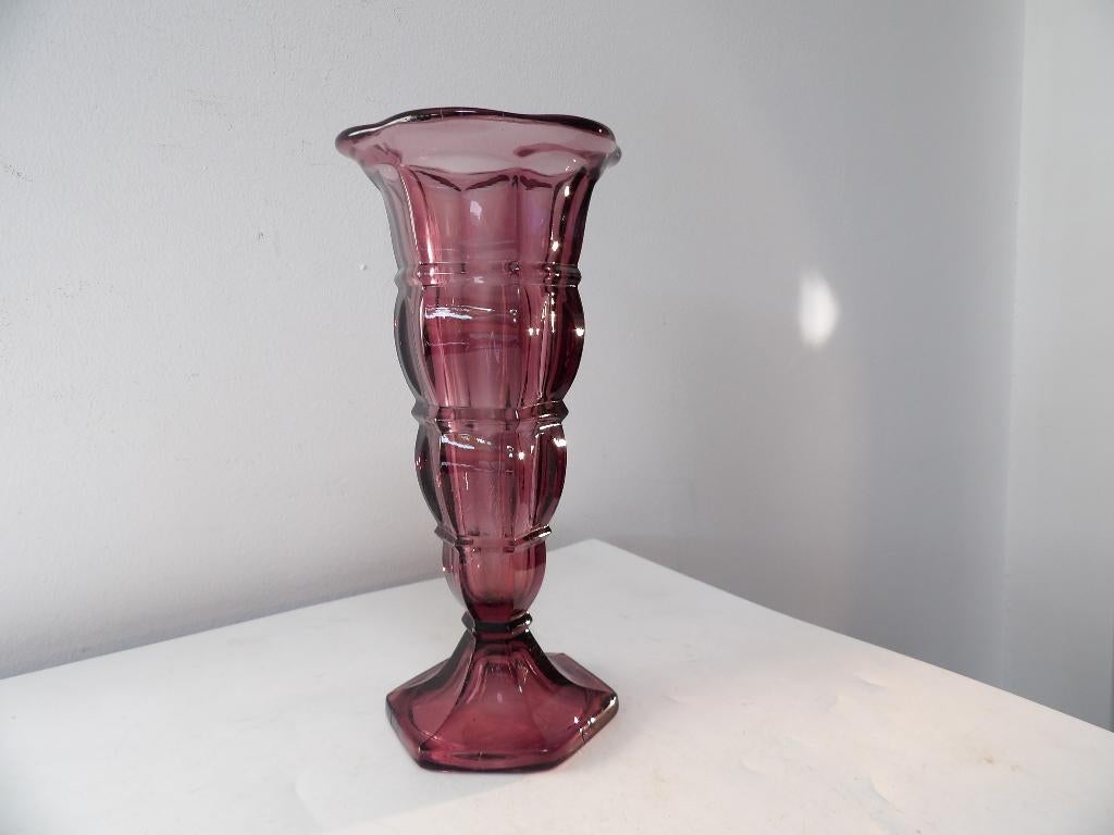 Art Deco Vaasje Paars, Boheems, Ophalen of Verzenden