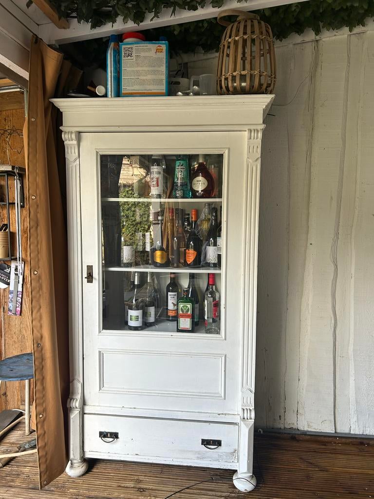 Buffetkast wit met glazen deur, Ophalen, Gebruikt, 50 tot 100 cm, Met lade(s)