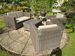 Mooie loungeset bruin kunststof wicker., Ophalen, 4 zitplaatsen, Kunststof, Gebruikt