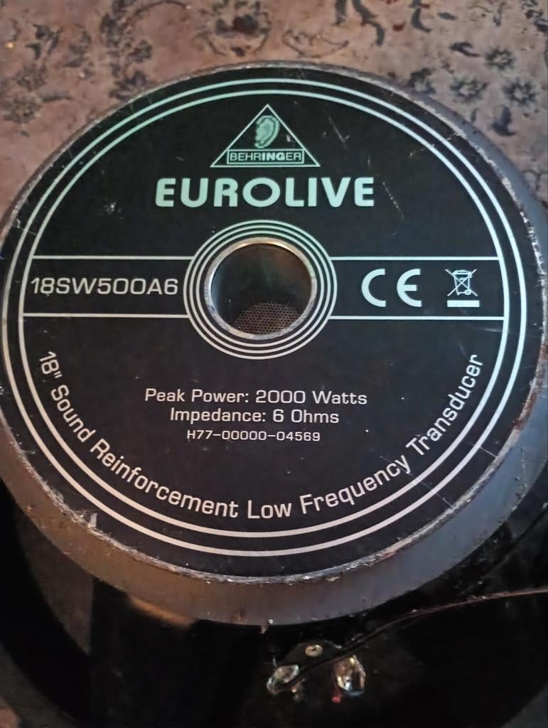 Behringer Eurolive 18SW500A6 Subwoofer - 2000W, Audio, Tv en Foto, Luidsprekers, Ophalen of Verzenden, 120 watt of meer, Subwoofer