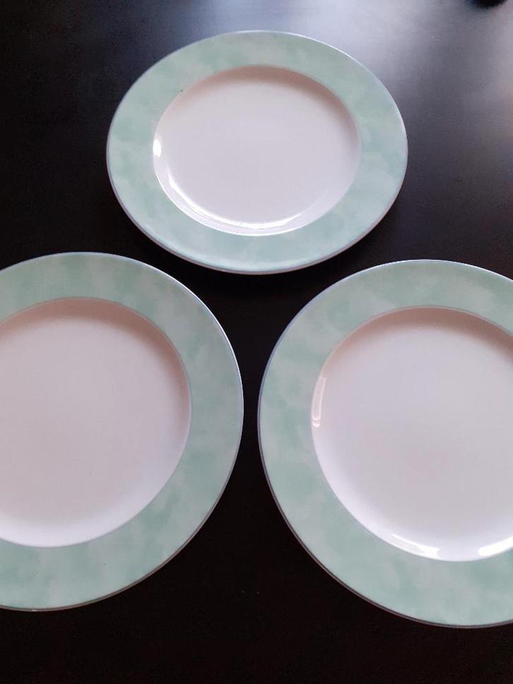 AH Merison grote pizzaborden groene rand, Huis en Inrichting, Keuken | Servies, Zo goed als nieuw, Bord(en), Overige stijlen, Porselein