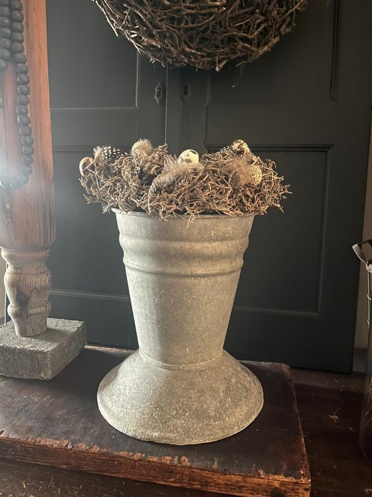 Oud zinken vaas,emmer,pot vintage,brocant,tuin, Ophalen of Verzenden, X, X, X