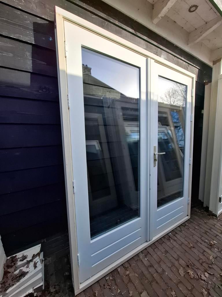 Openslaande tuindeuren dubbel glas deuren terrasdeuren pui, Ophalen, Deurkozijn, Zo goed als nieuw, 150 tot 225 cm