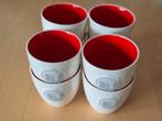 8 Postcode Loterij mokken wit met rood en grachtenpandjes, Huis en Inrichting, Ophalen, Keramiek, Nieuw, Overige stijlen