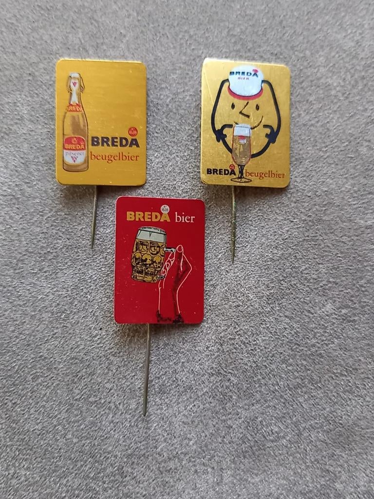 3 Speldjes Breda beugelbier / Breda bier, Verzamelen, Speldjes, Pins en Buttons, Ophalen of Verzenden, Gebruikt
