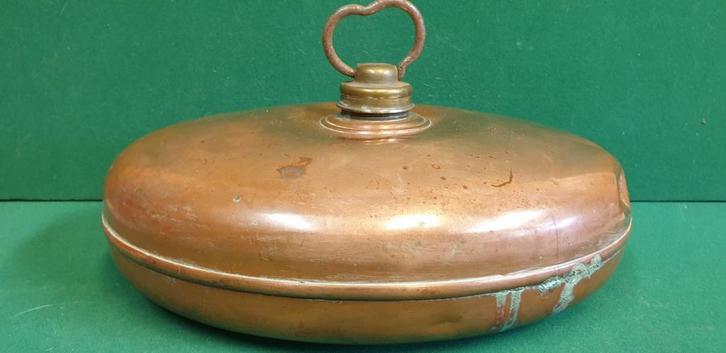 Antieke Koperen ovale Warmwaterkruik 1920 beddenkruik, Antiek en Kunst, Antiek | Koper en Brons, Koper, Ophalen of Verzenden