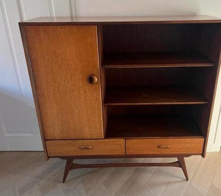 Vintage kast Louis van Teeffelen voor Wébé, Ophalen, 100 tot 150 cm, 1 of 2 laden, 100 tot 150 cm