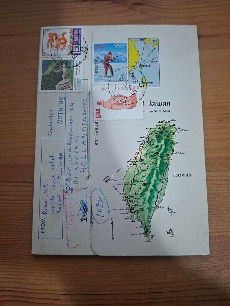 Kaart Taiwan met Postzegels, Ophalen of Verzenden, Oost-Azië