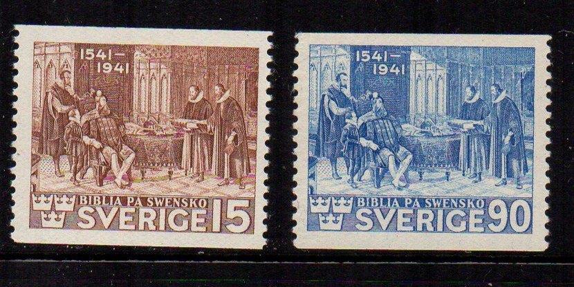 Zweden 1941 Facit 328A en 329. Bibelminnet, Postzegels en Munten, Postzegels | Europa | Scandinavië, Ophalen of Verzenden, Zweden
