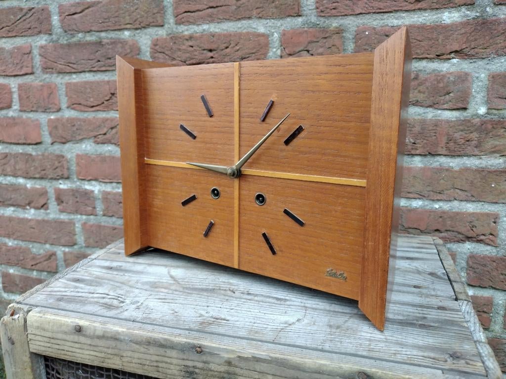 Vintage mid century houten klok met slagwerk, Ophalen of Verzenden