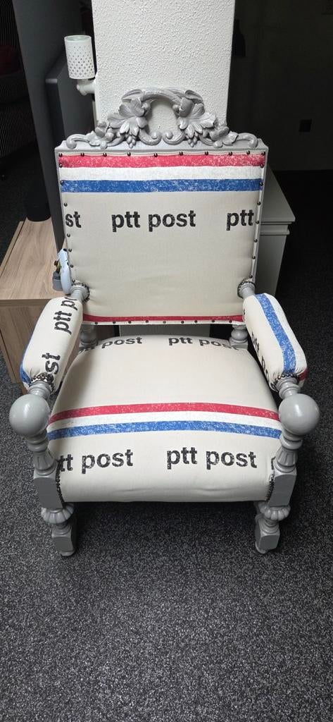 Unieke fauteuil met PTT Post bekleding - Zachte zitting, Ophalen