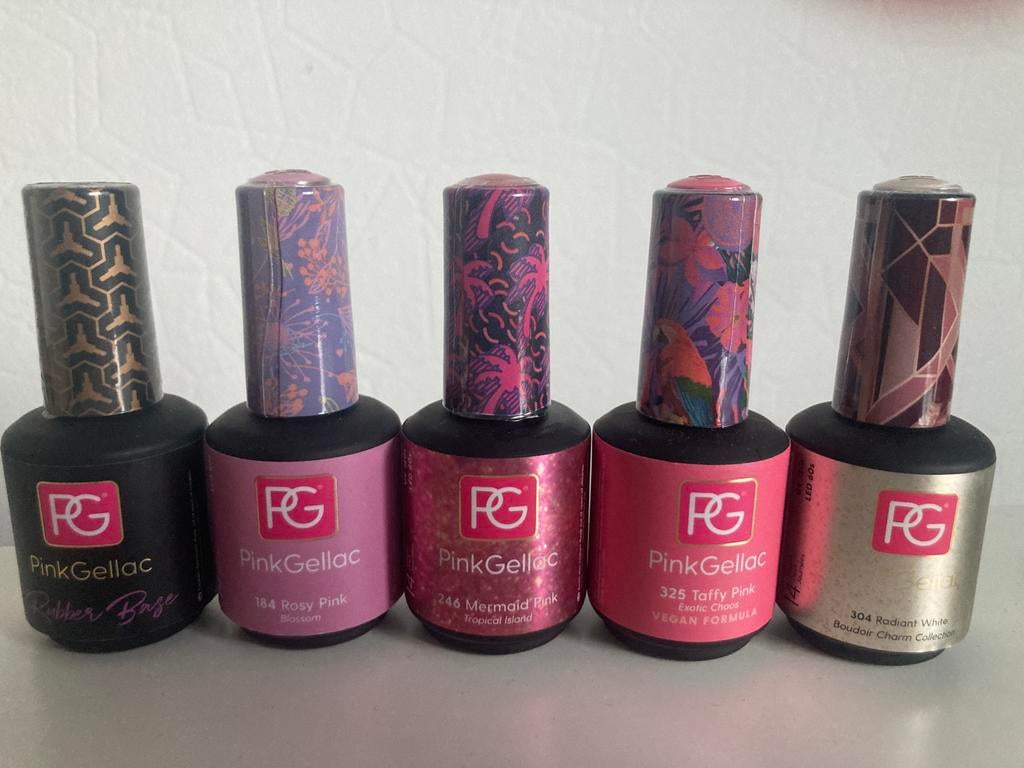 5 potjes Pink Gellac, Nieuw, Ophalen of Verzenden, Toebehoren, Handen en Nagels