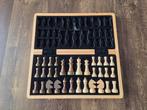 Mooi houten schaakspel schaakset in opbergdoos 38x38 cm, Ophalen of Verzenden, Gebruikt