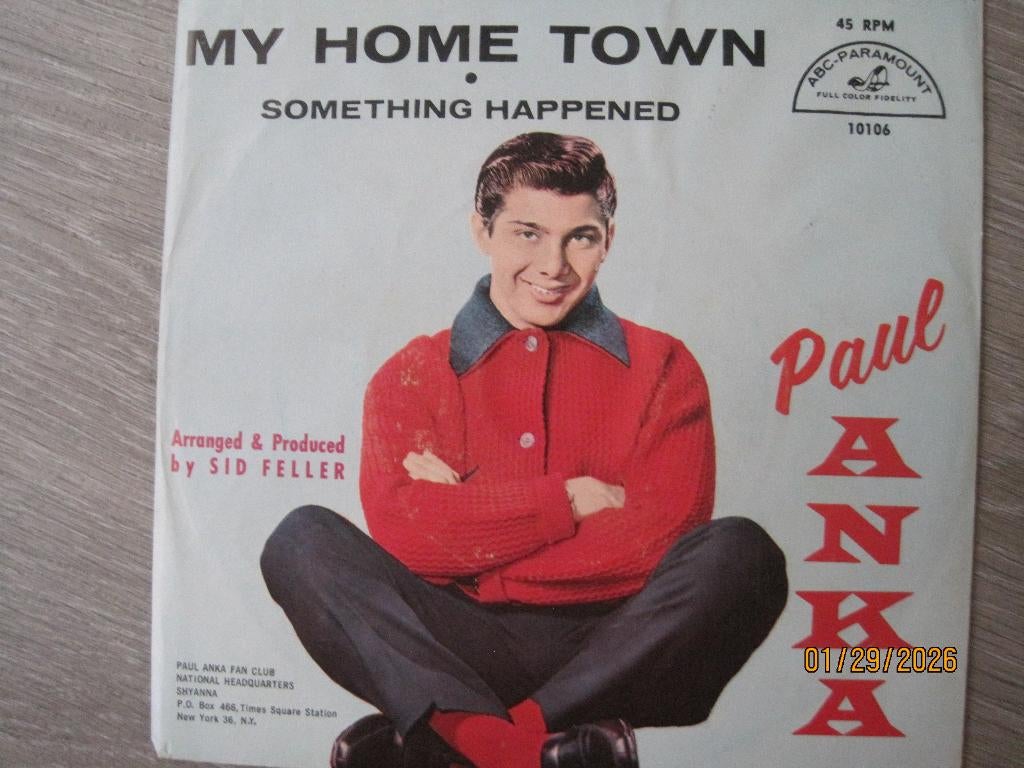 Paul Anka   -   My home town, Gebruikt, 7 inch, Single, Ophalen of Verzenden